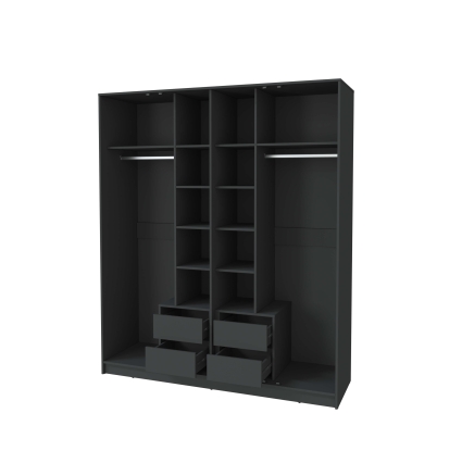 Шкаф распашной Тренд КТ-Ш4 (з) (Антрацит ЛДСП/ Белый ЛМДФ) Ш1800 В2128 Г547